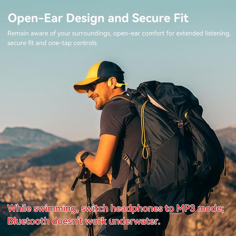 Hostena Swimming Headphones IP68 Waterproof, Open Ear Bone Conduction Underwater Headphones Bluetooth 5.4& MP3 with 32GB Memory Card, Soft/Skin/Lightweight Sound Swim Earbuds-SurfAudio(Green) - Image 5